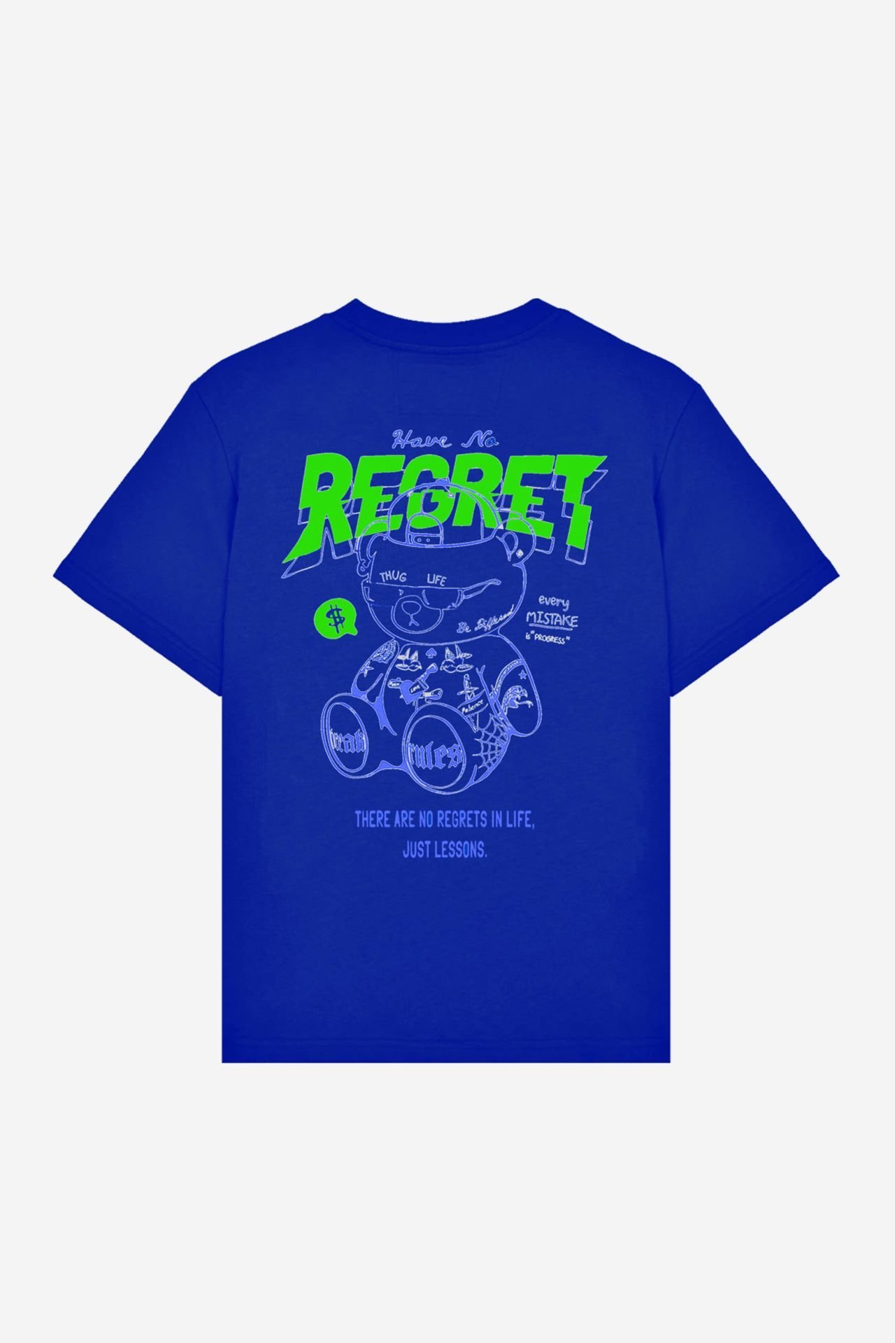 Regret Printed Oversize Unisex Saxe Blue Tshirt