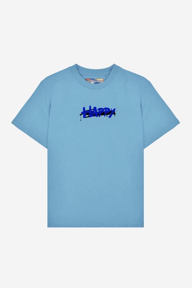 HAPPY Printed Oversize Unisex Baby Blue Tshirt