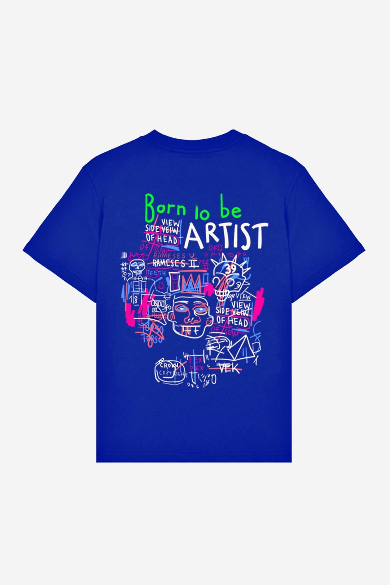 BORN TO BE ARTIST Baskılı Oversize Unisex Saks T-shirt M