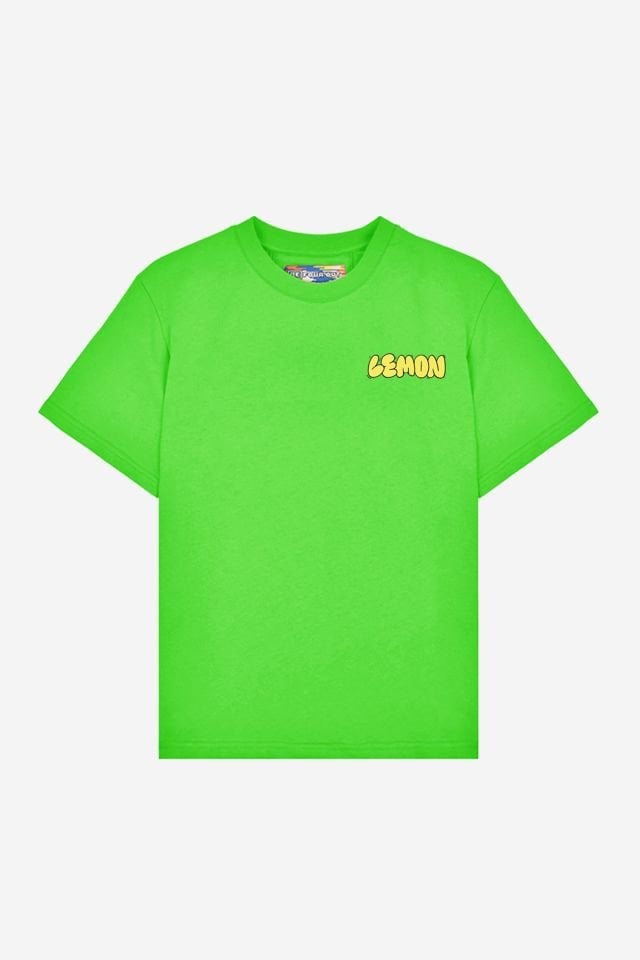 LEMON Kabartma Baskılı Oversize Unisex Fıstık Yeşili T-shirt XL