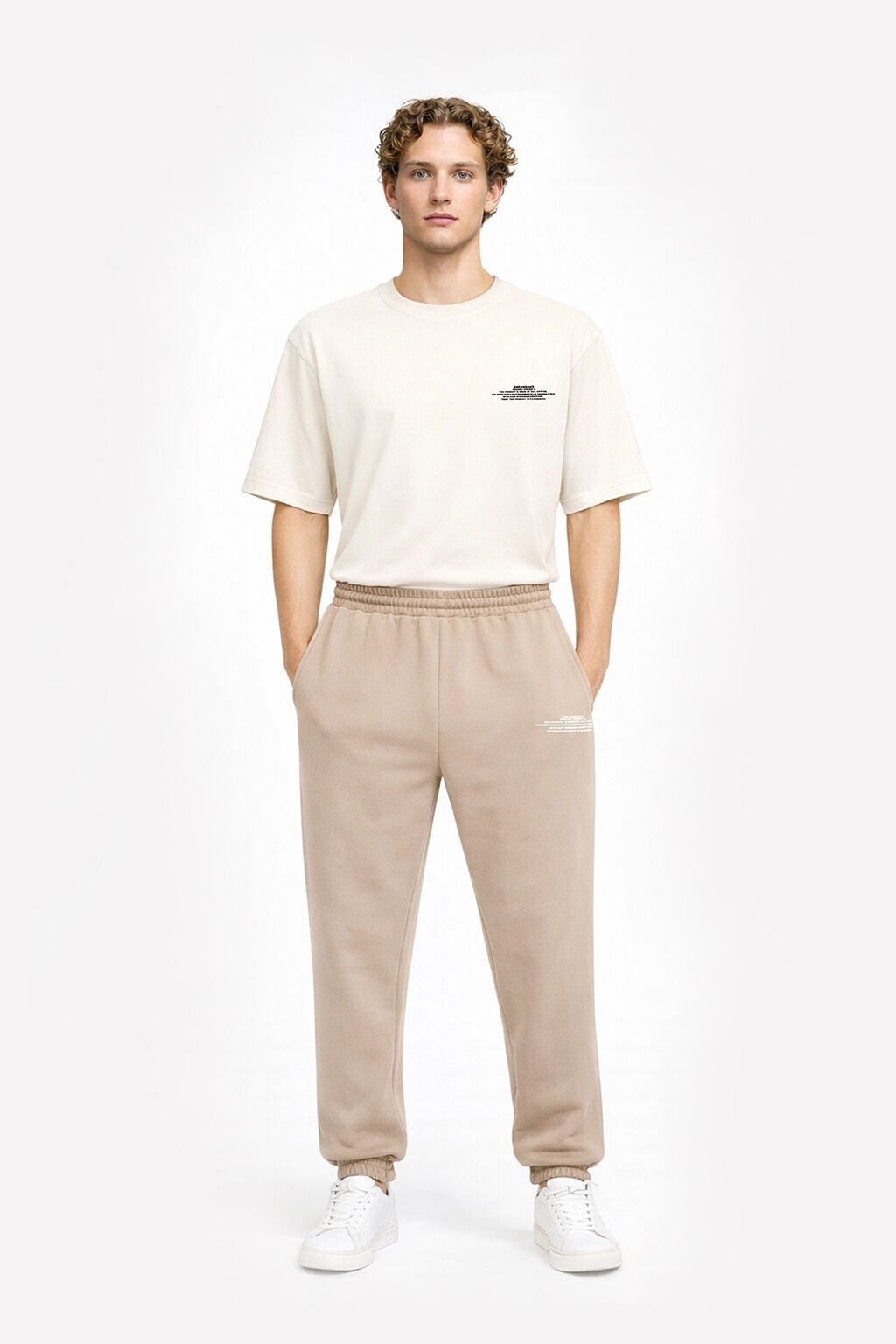 BeFourOut Print Logolu Lastikli Açık Kahve Eşofman Altı XL