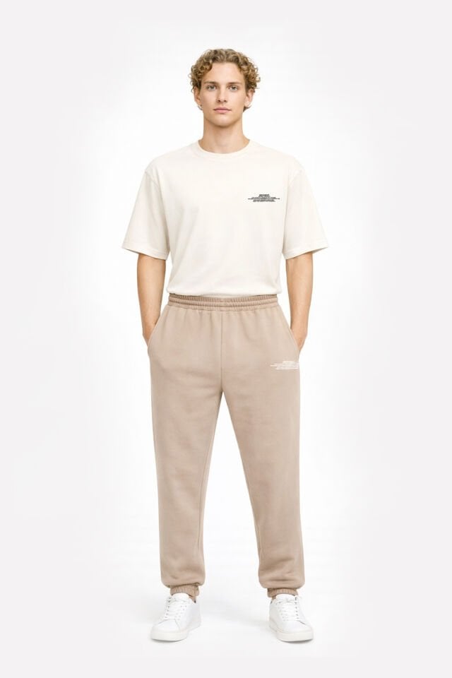 BeFourOut Print Logolu Lastikli Açık Kahve Eşofman Altı XL