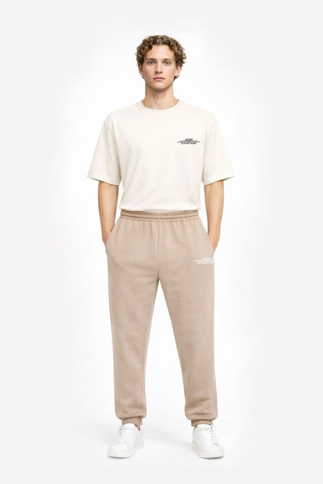 BeFourOut Print Logolu Lastikli Açık Kahve Eşofman Altı XL