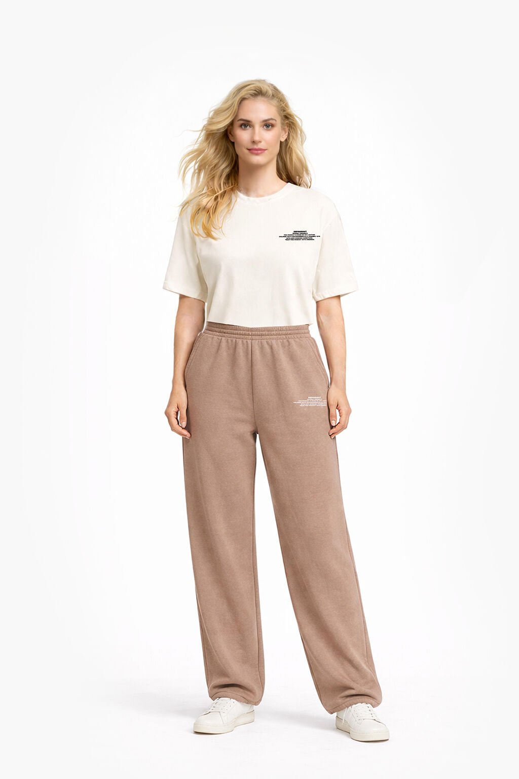 BeFourOut Print Logolu Bol Paça Açık Kahve Eşofman Altı XL