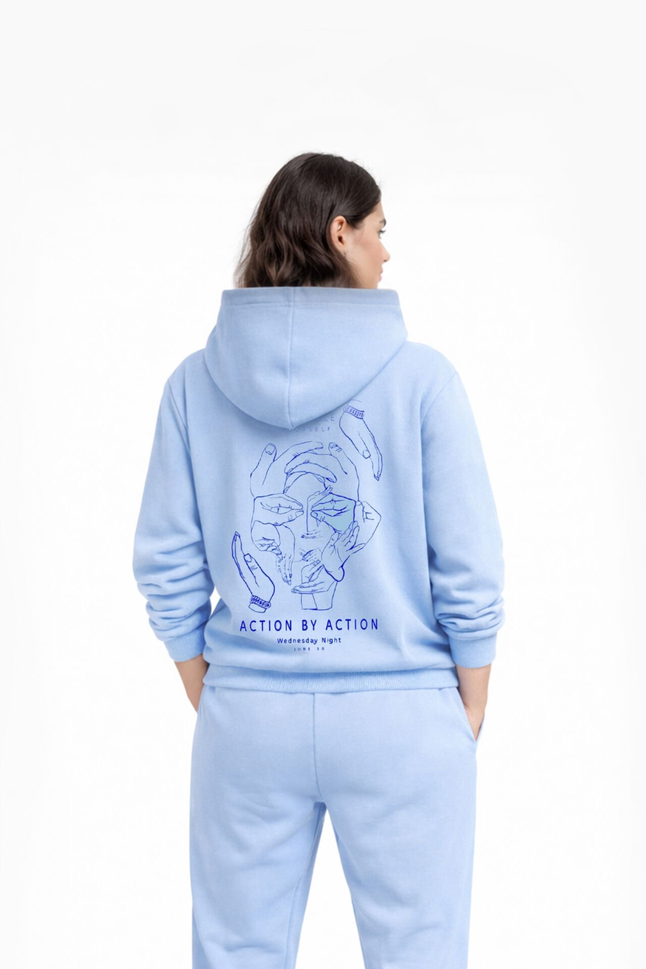 ASSEMBLE Nakışlı Oversize Unisex Bebek Mavisi Hoodie L