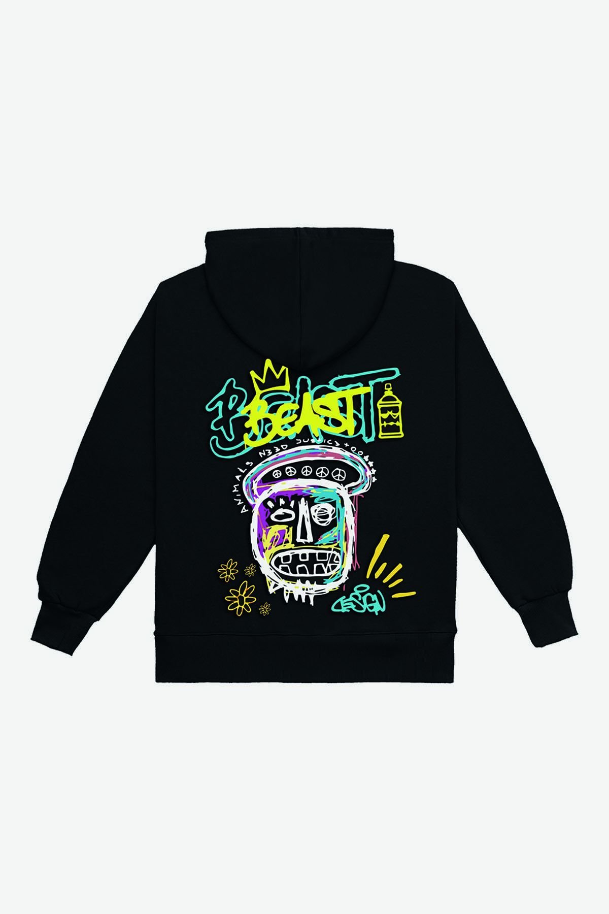 BEAST Embroidered Unisex Oversize Black Hoodie