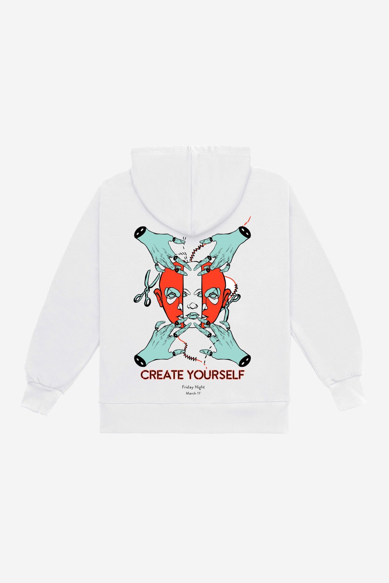 CREATE Embroidered Unisex Oversize Off White Hoodie
