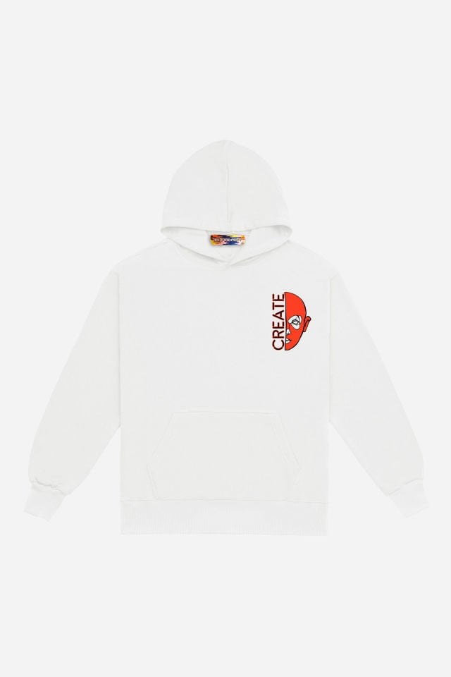 CREATE Nakışlı Unisex Oversize Ekru Hoodie L