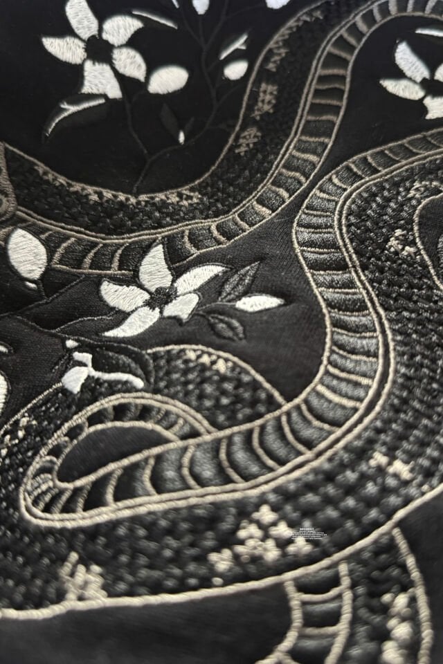 SNAKE Nakışlı Unisex Oversize Siyah Hoodie XL