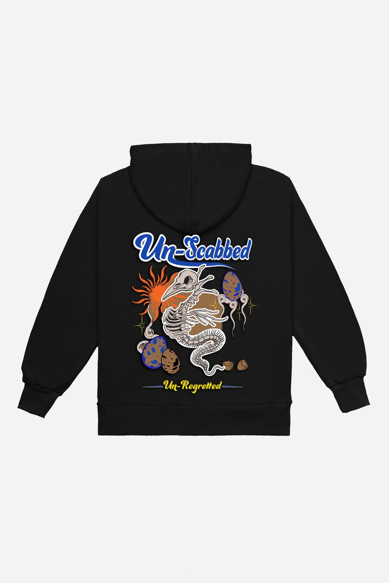UN-SCABBED Nakışlı Unisex Oversize Siyah Hoodie M