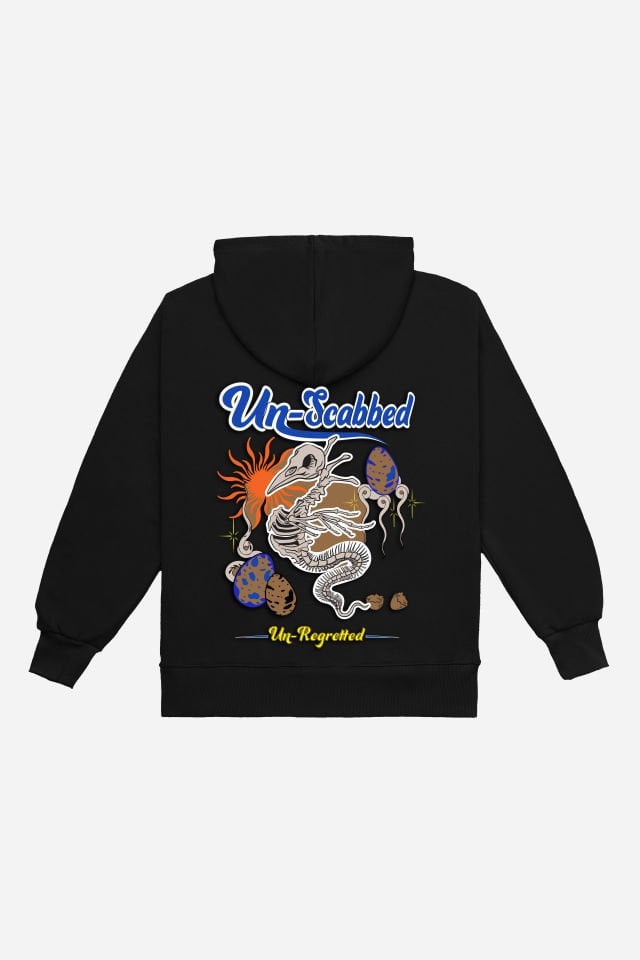 UN-SCABBED Nakışlı Unisex Oversize Siyah Hoodie M