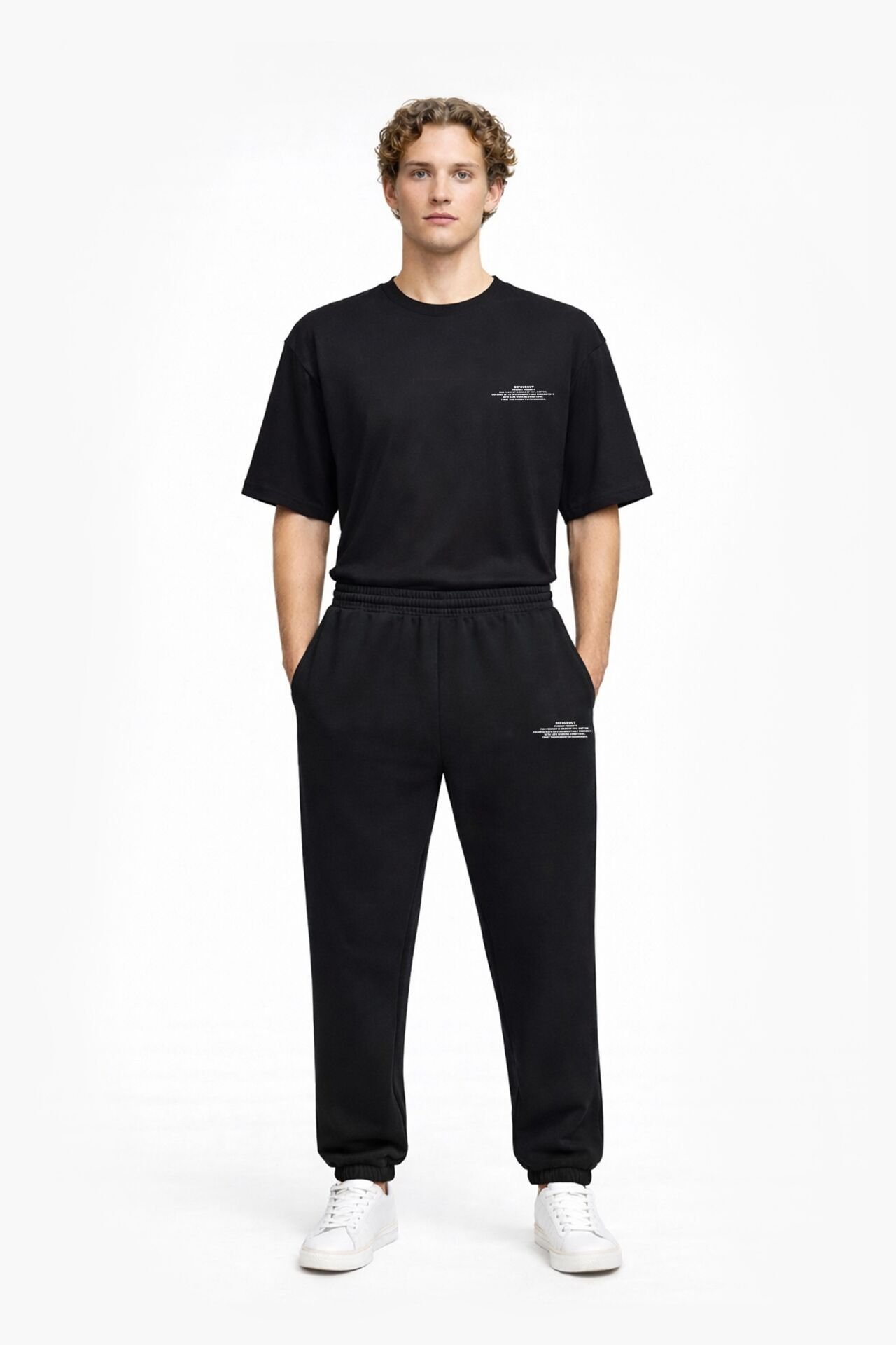 BeFourOut Print Logolu Lastikli Siyah Eşofman Altı XL