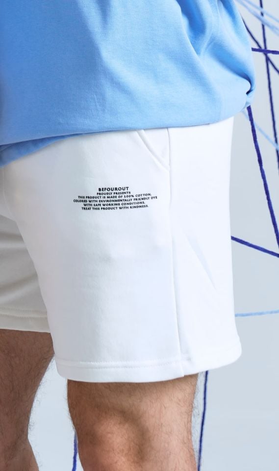BeFourOut Printed Off White Short
