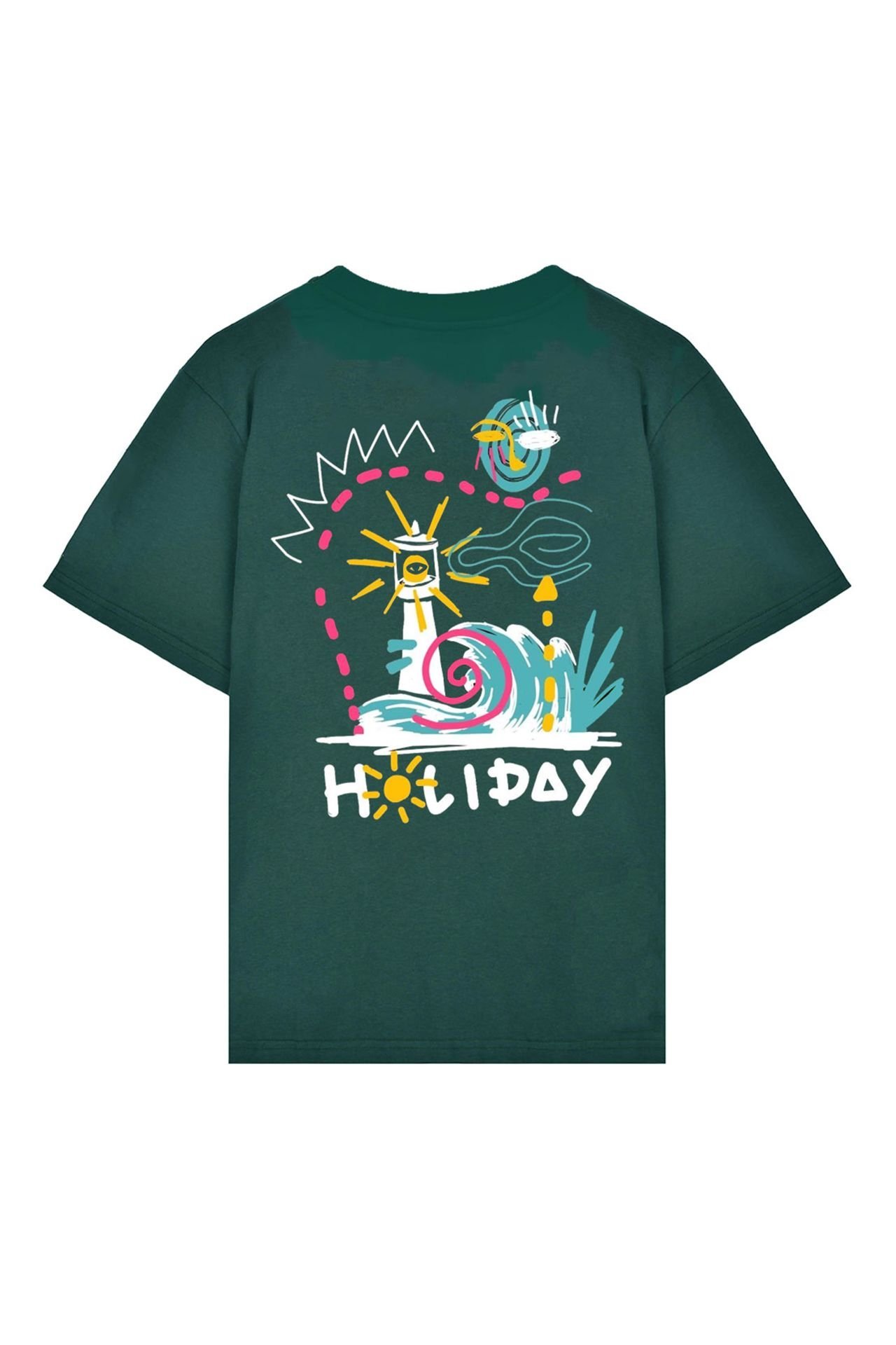 HOLIDAY Baskılı Oversize Unisex Nefti Tshirt XL