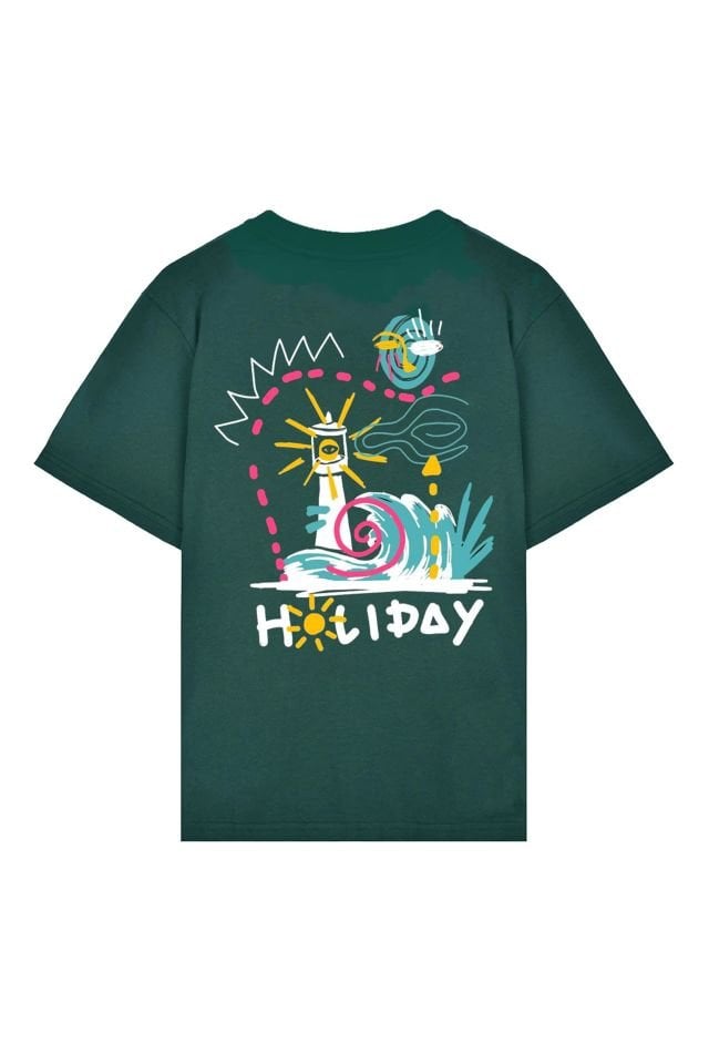 HOLIDAY Baskılı Oversize Unisex Nefti Tshirt XS