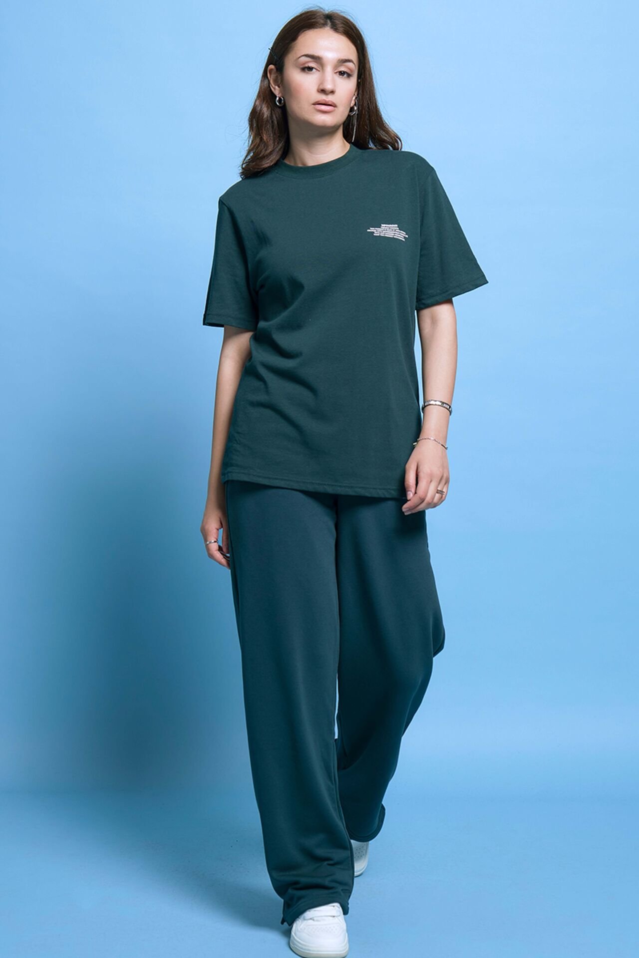 BeFourOut Printed Oversize Unisex Dark Green Tshirt