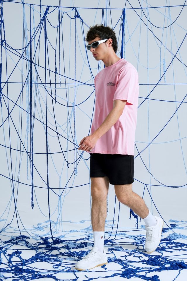 BeFourOut Print Logolu Oversize Unisex Pembe Tshirt XL