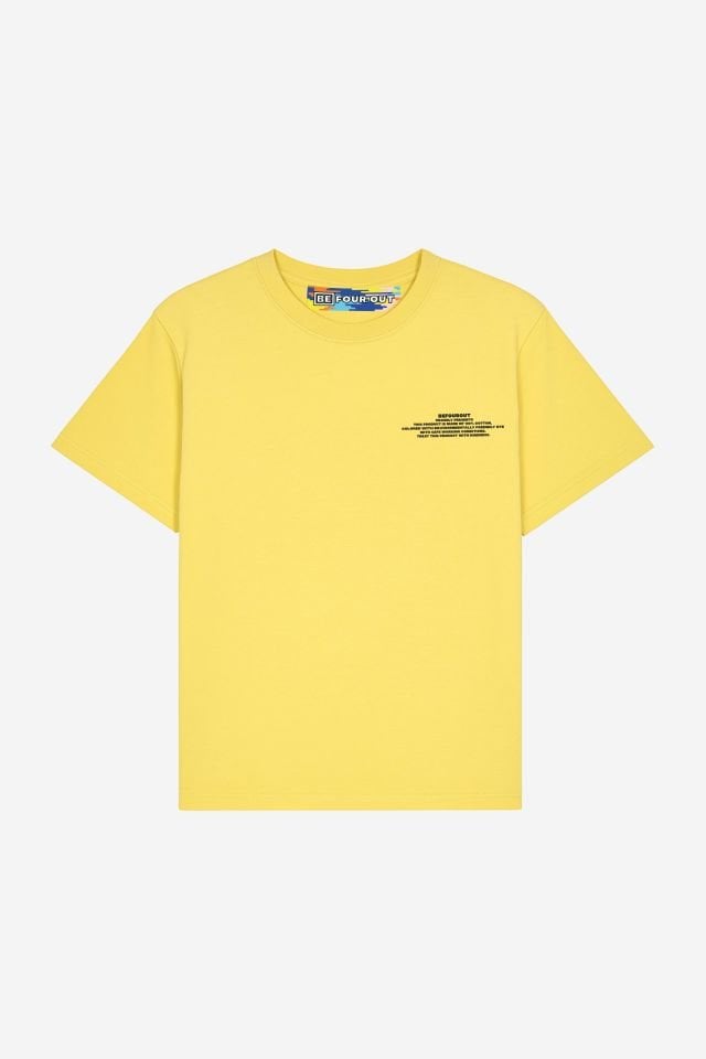 BeFourOut Print Logolu Oversize Unisex Sarı Tshirt XL