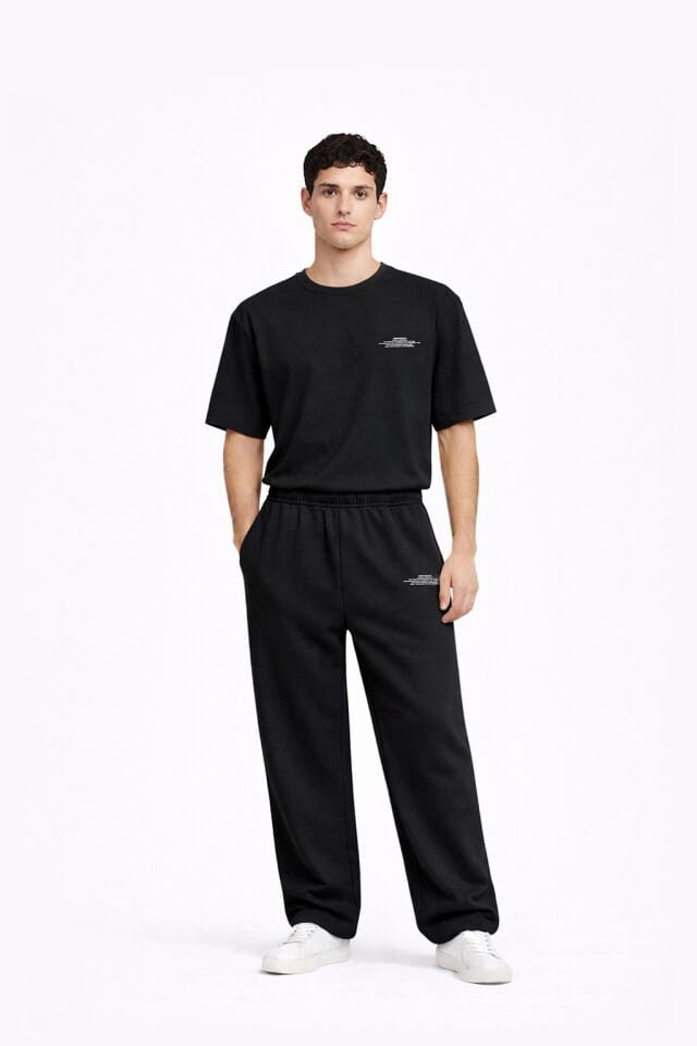 BeFourOut Printed Black Wide Sweatpants