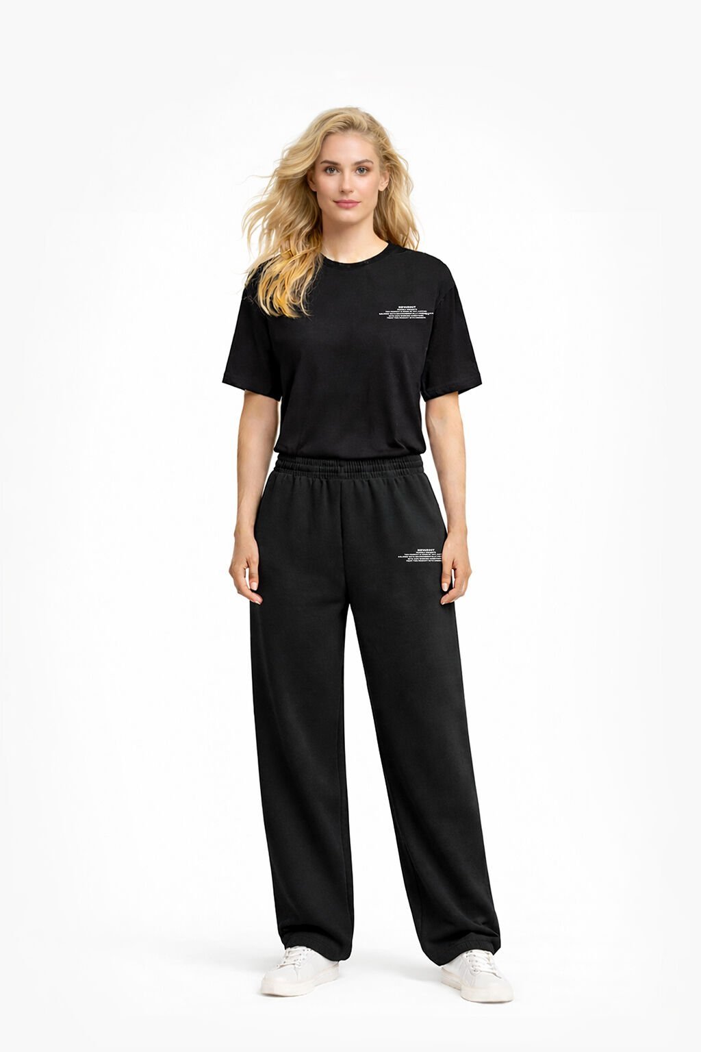 BeFourOut Printed Black Wide Sweatpants