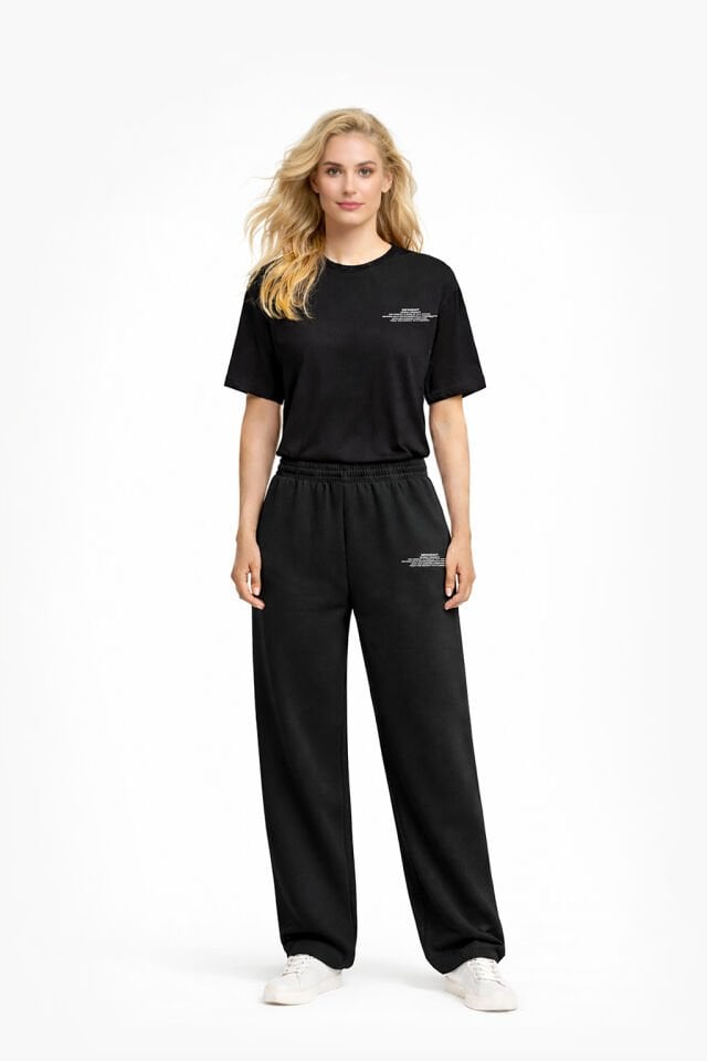 BeFourOut Printed Black Wide Sweatpants