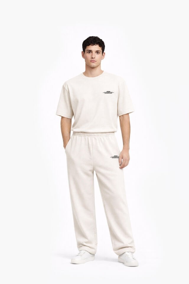 BeFourOut Printed Off White Wide Sweatpants