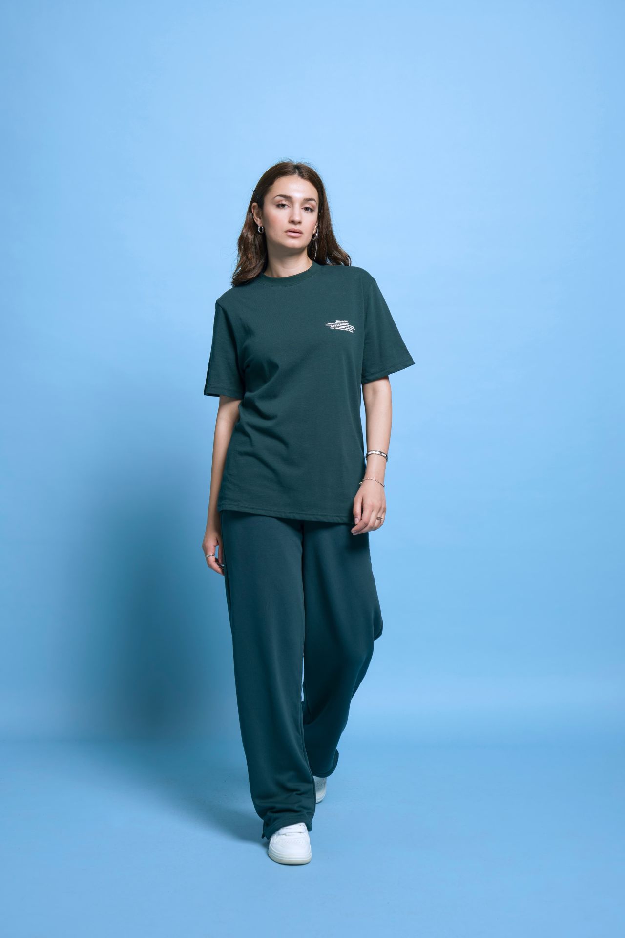 BeFourOut Printed Dark Green Wide Sweatpants