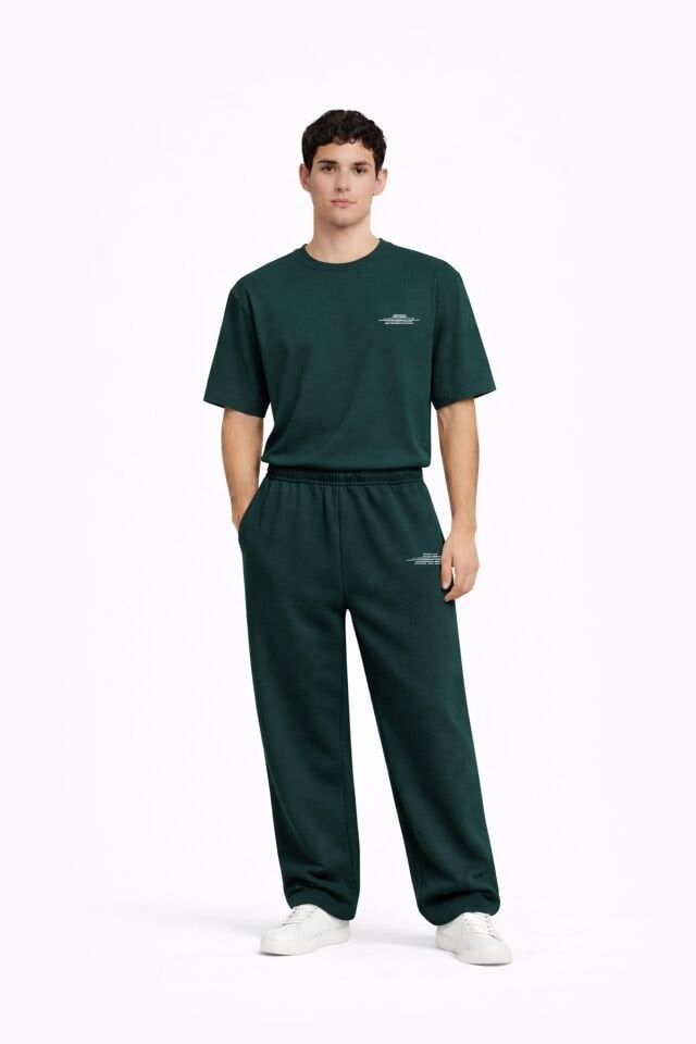 BeFourOut Printed Dark Green Wide Sweatpants