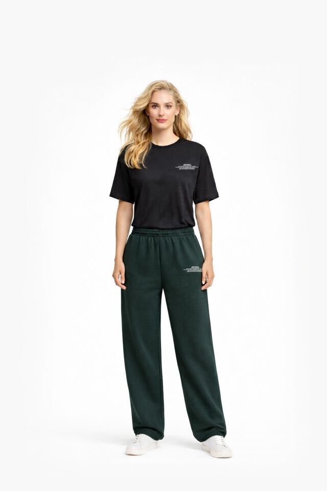BeFourOut Printed Dark Green Wide Sweatpants