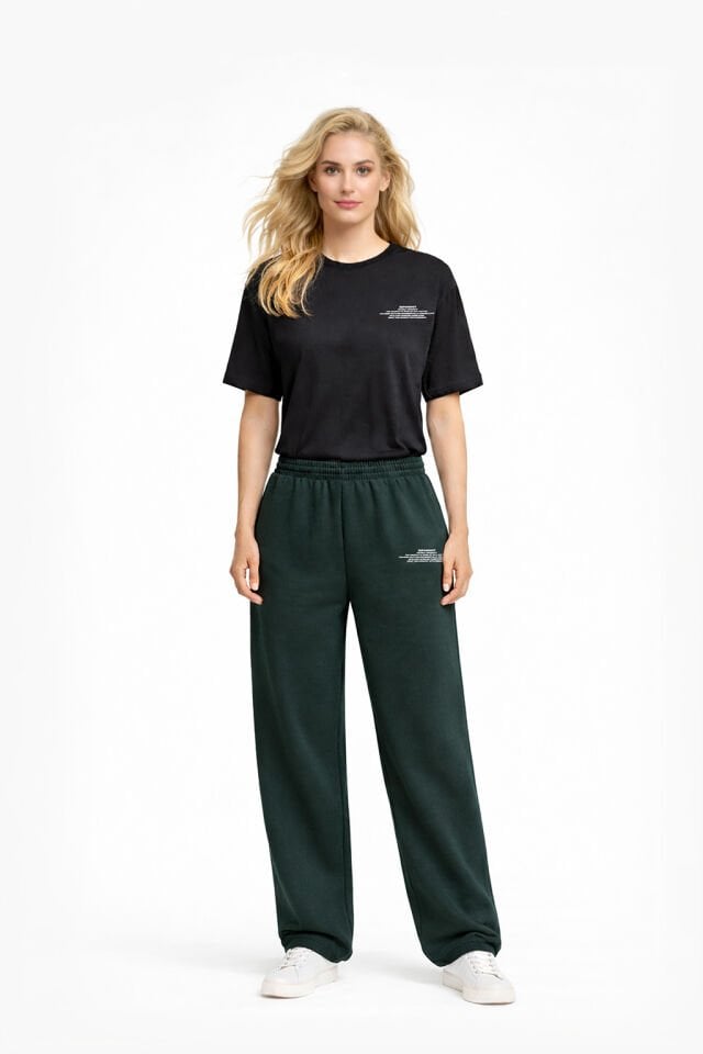 BeFourOut Printed Dark Green Wide Sweatpants