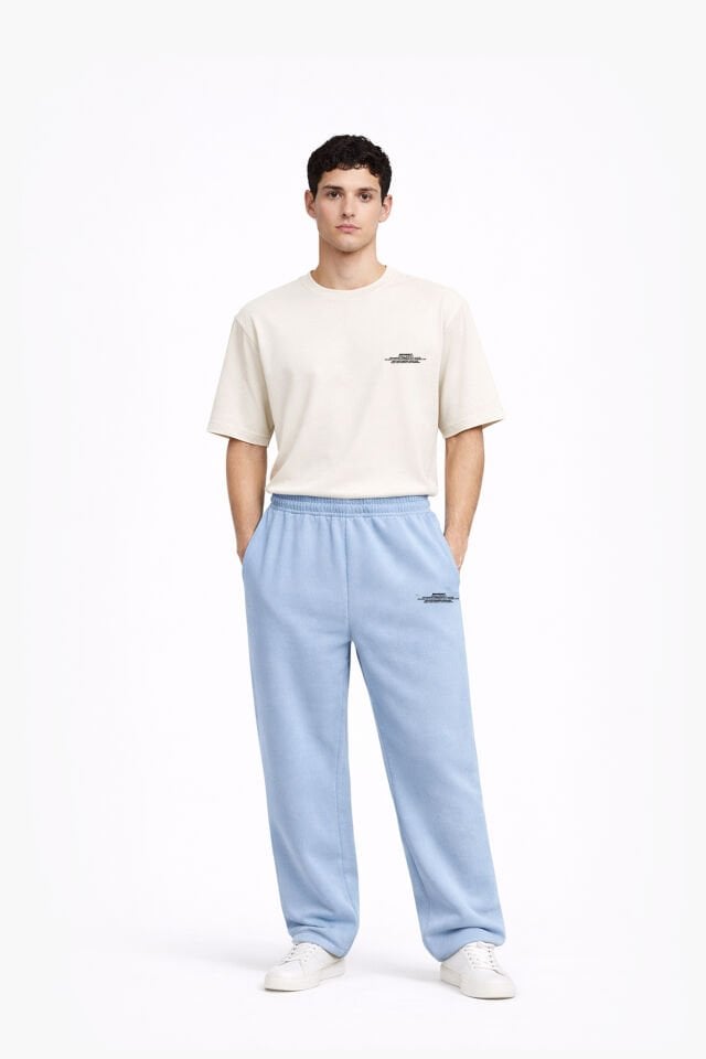 BeFourOut Printed Baby Blue Wide Sweatpants
