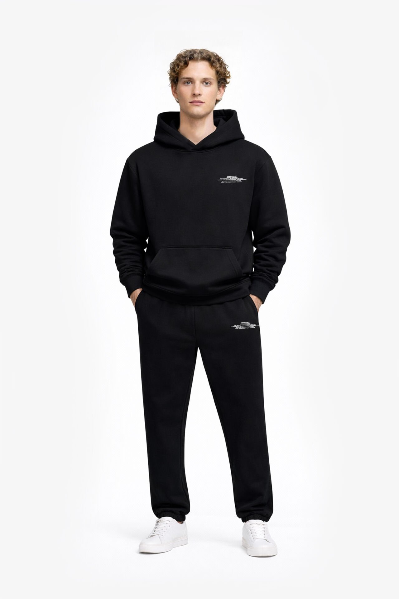 BeFourOut Printed Oversize Unisex Black Hoodie