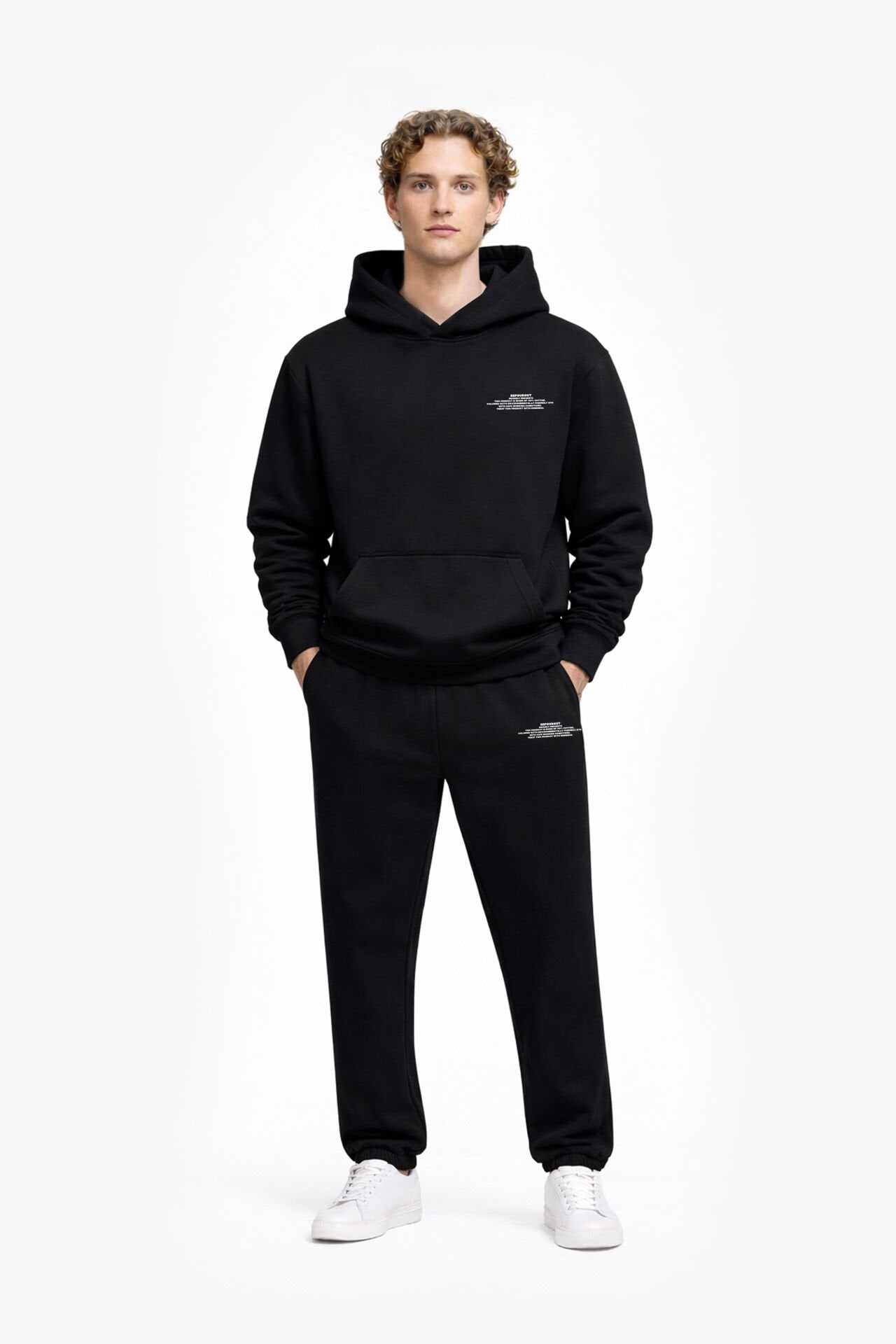 BeFourOut Print Logolu Oversize Unisex Siyah Hoodie