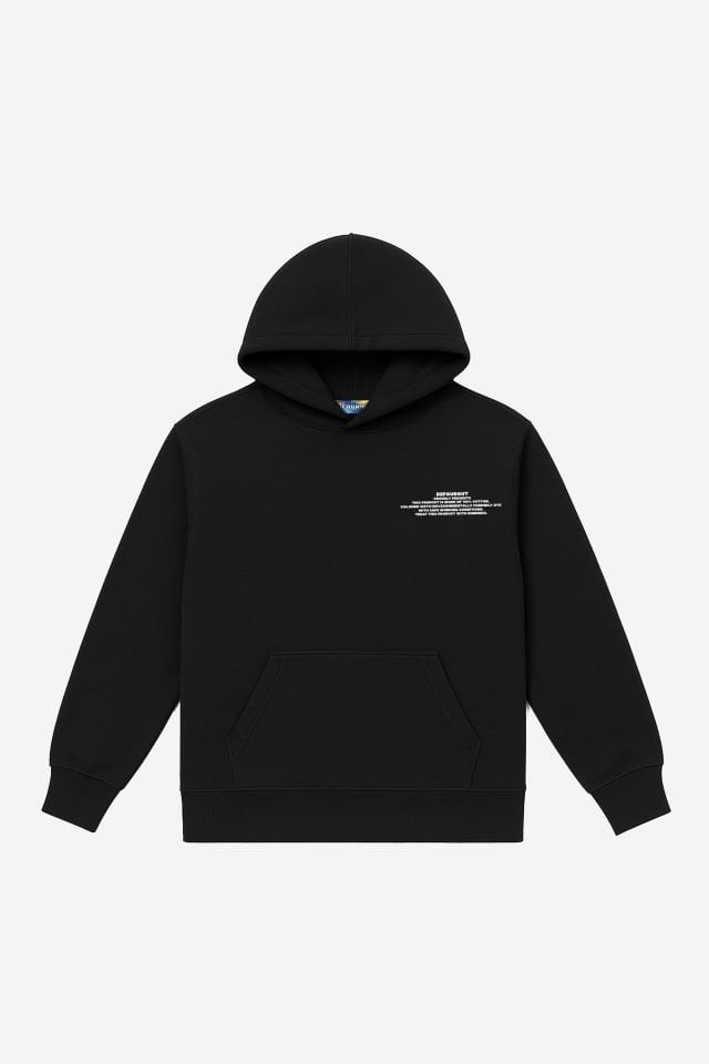 BeFourOut Printed Oversize Unisex Black Hoodie