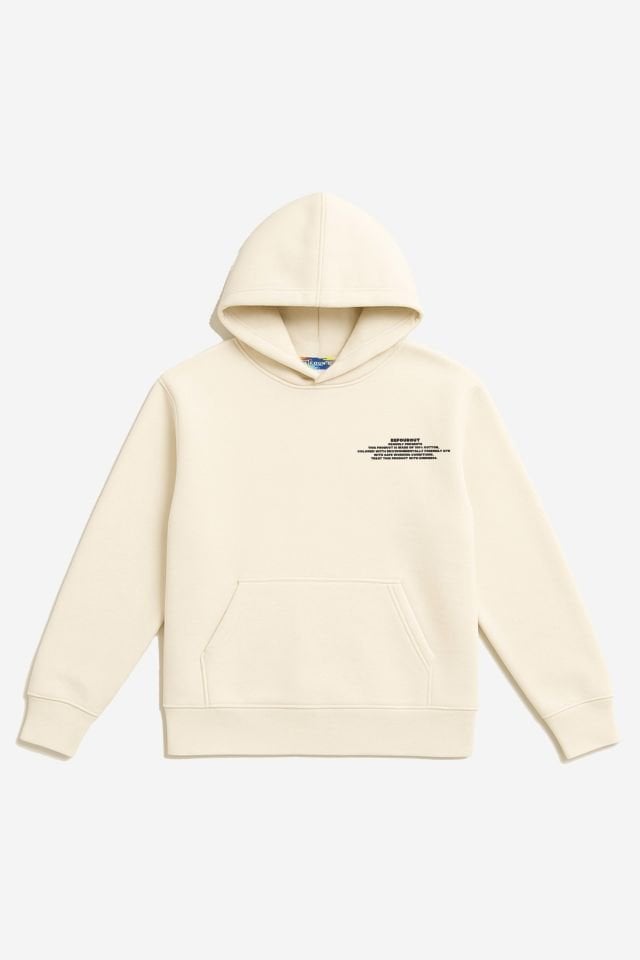 BeFourOut Print Logolu Oversize Unisex Ekru Hoodie XL