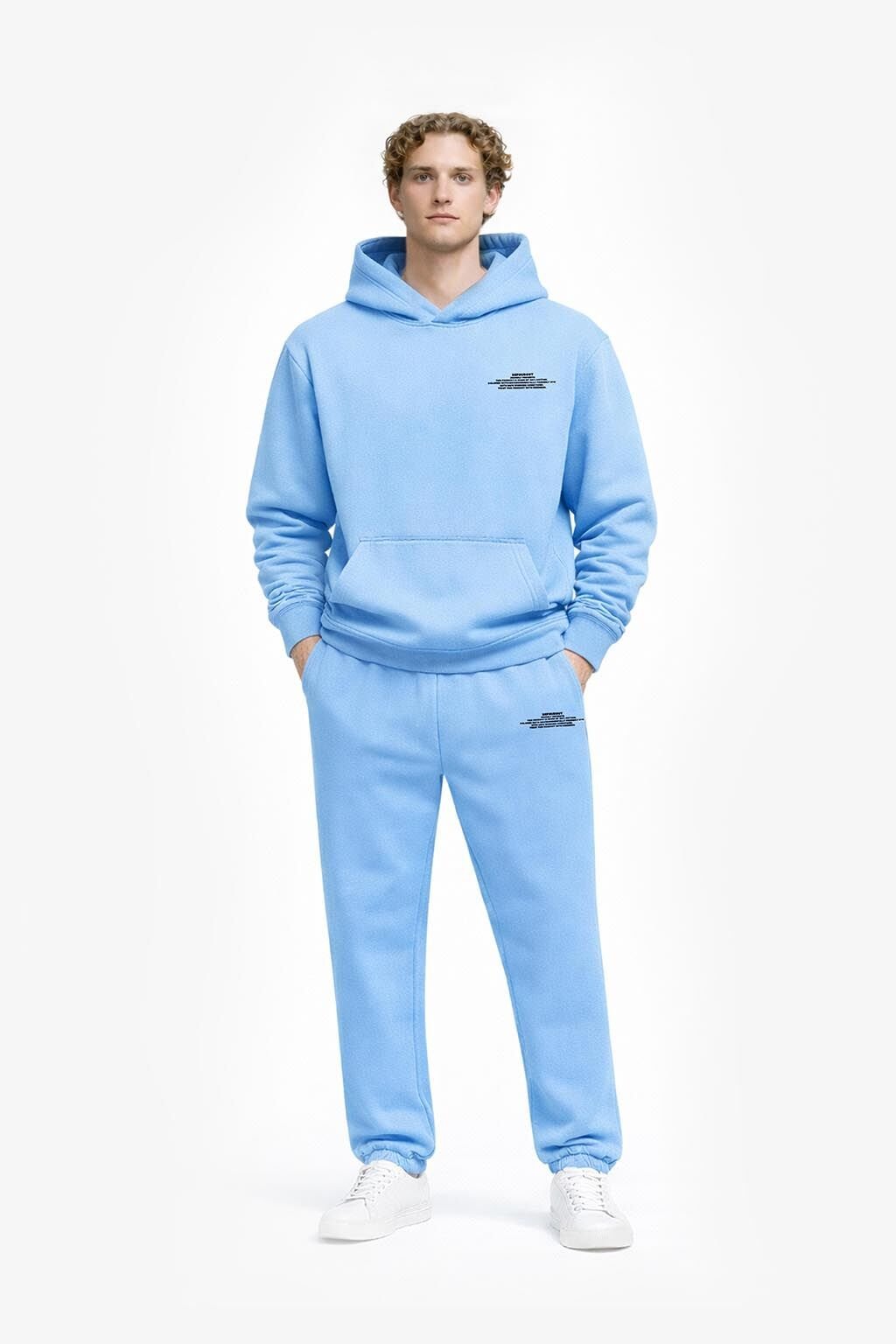 BeFourOut Printed Oversize Unisex Baby Blue Hoodie