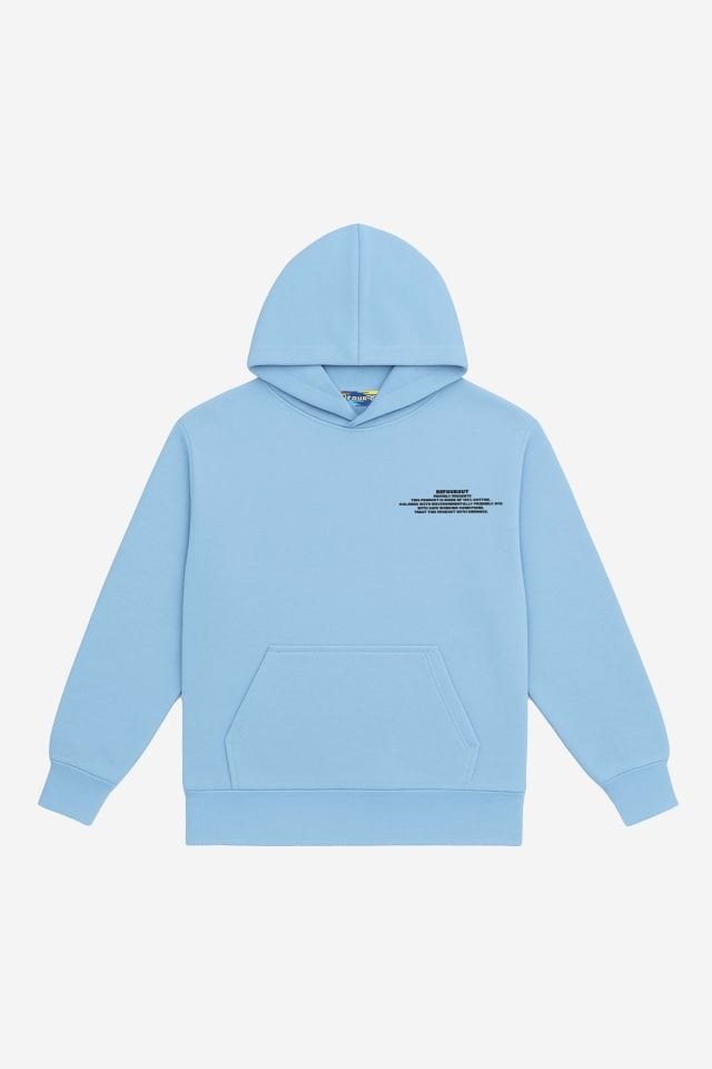 BeFourOut Print Logolu Oversize Unisex Bebek Mavisi Hoodie XL