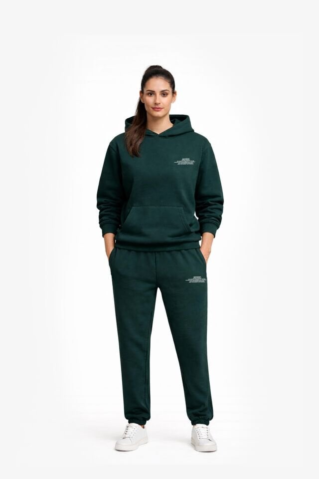 BeFourOut Printed Oversize Unisex Dark Green Hoodie