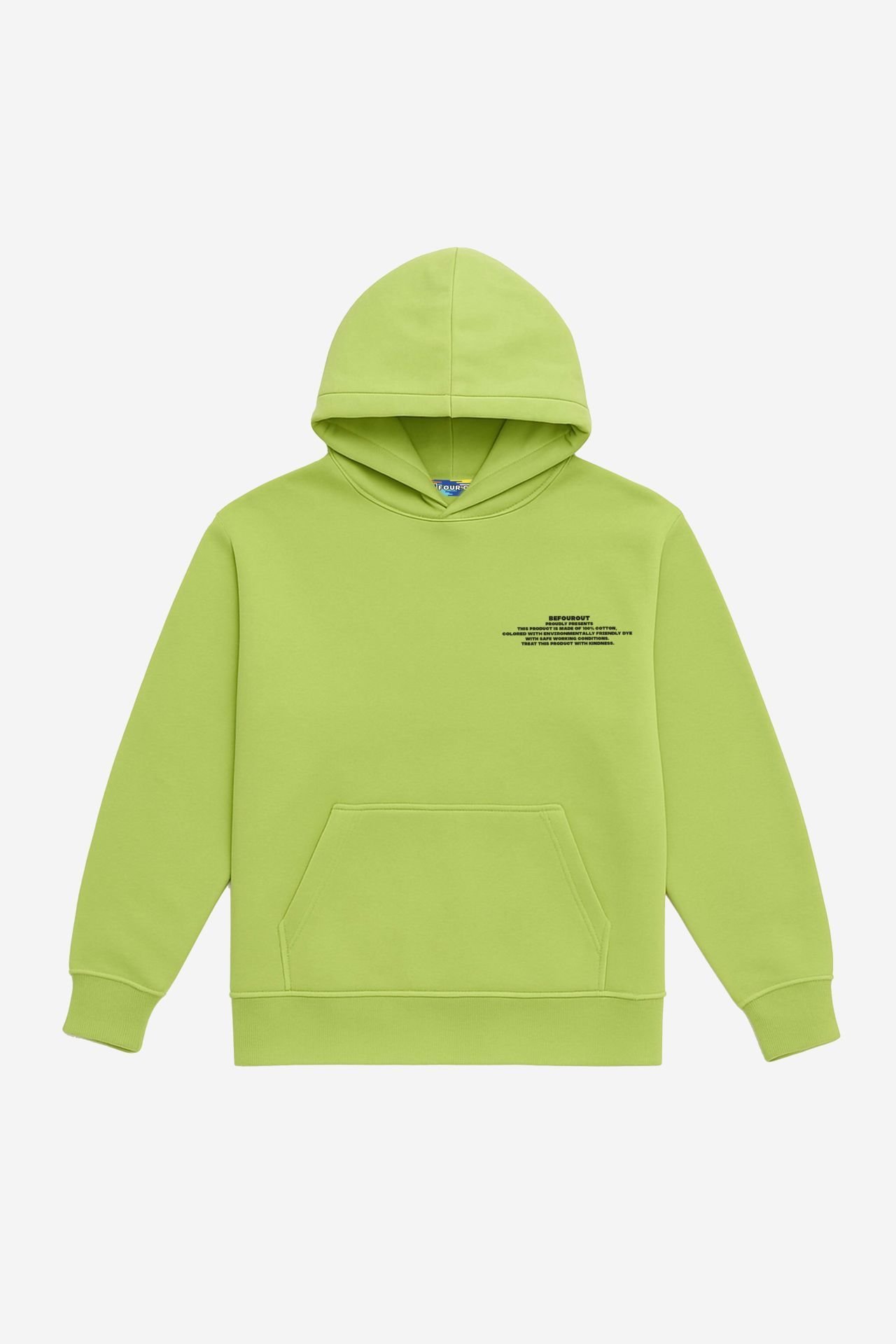 BeFourOut Print Logolu Oversize Unisex Fıstık Yeşili Hoodie M