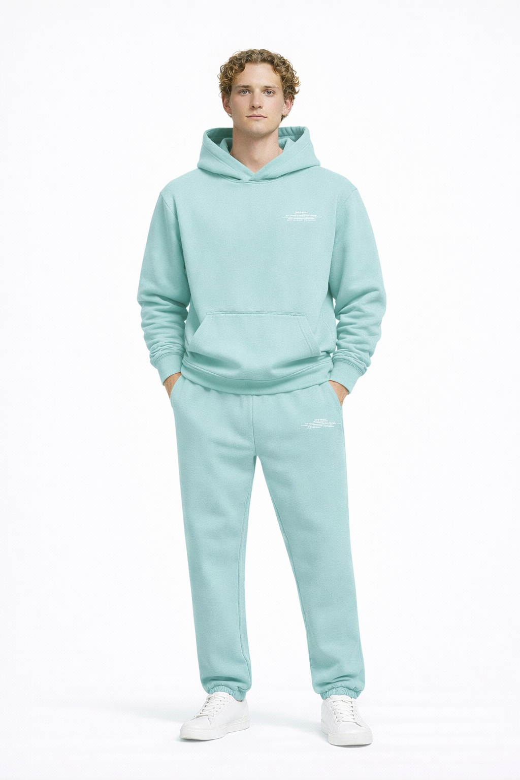 BeFourOut Printed Oversize Unisex Water Green Hoodie