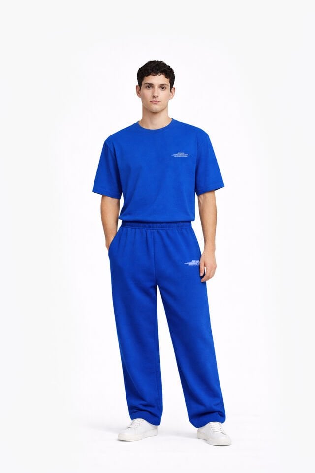 BeFourOut Printed Saxe Blue Wide Sweatpants