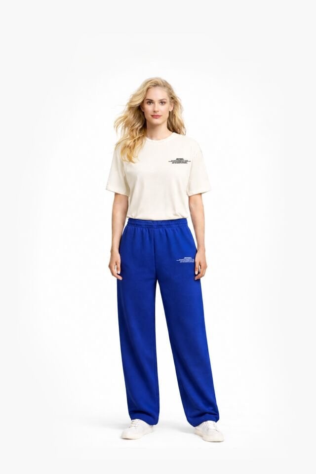 BeFourOut Printed Saxe Blue Wide Sweatpants