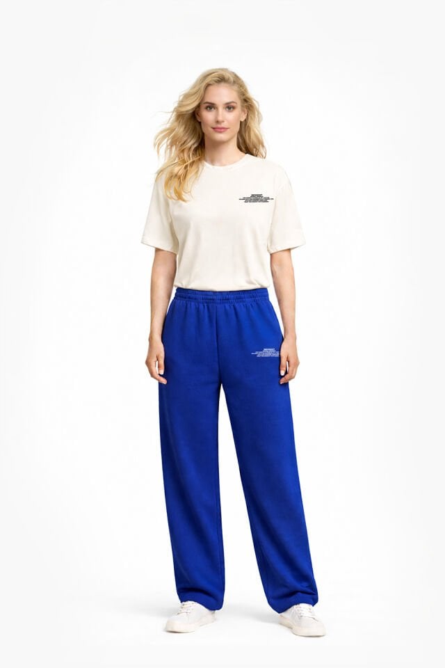 BeFourOut Printed Saxe Blue Wide Sweatpants