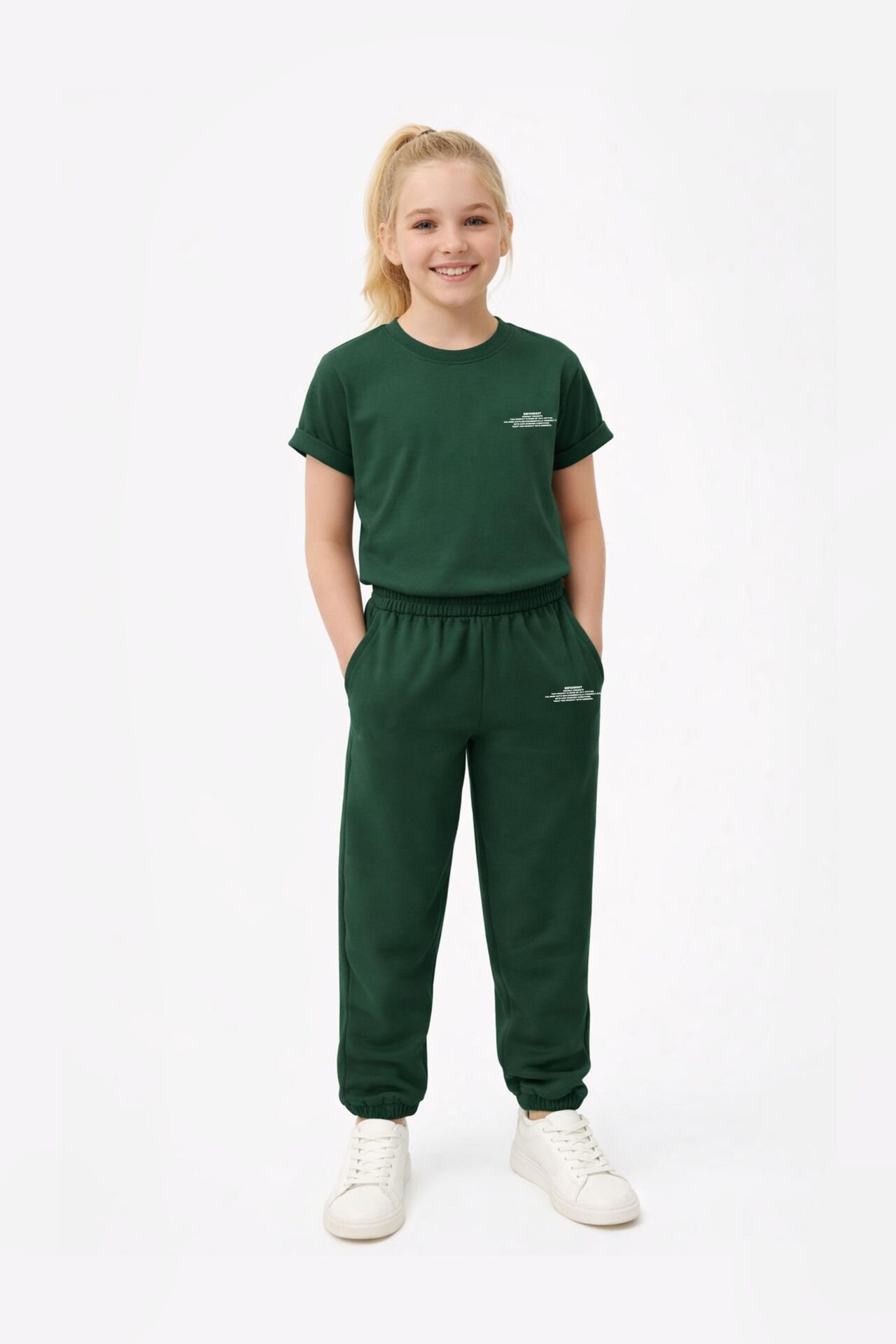 BeFourOut Printed Kids Dark Green Sweatpants