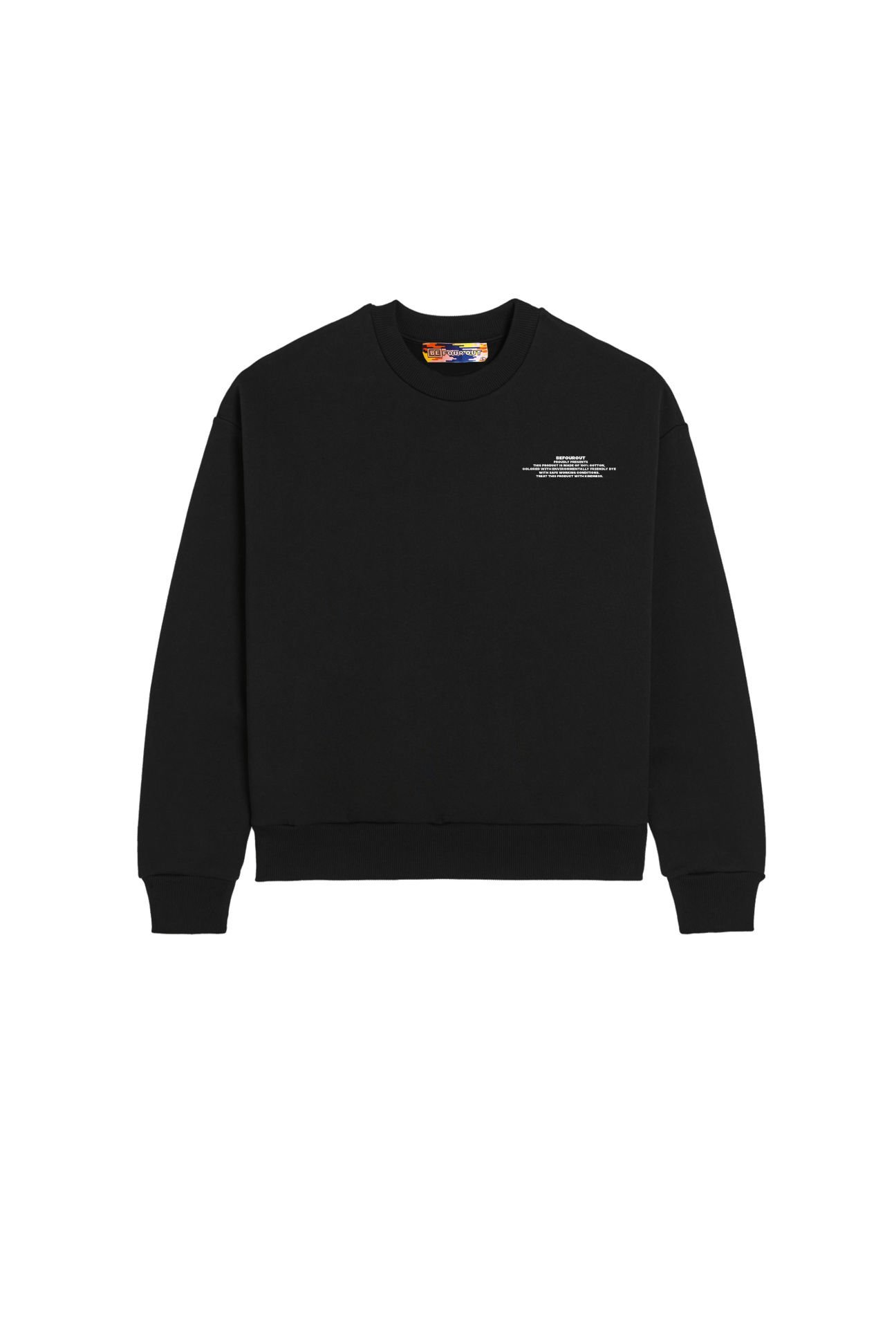 BeFourOut Print Logolu Oversize Unisex Siyah Sweatshirt XL