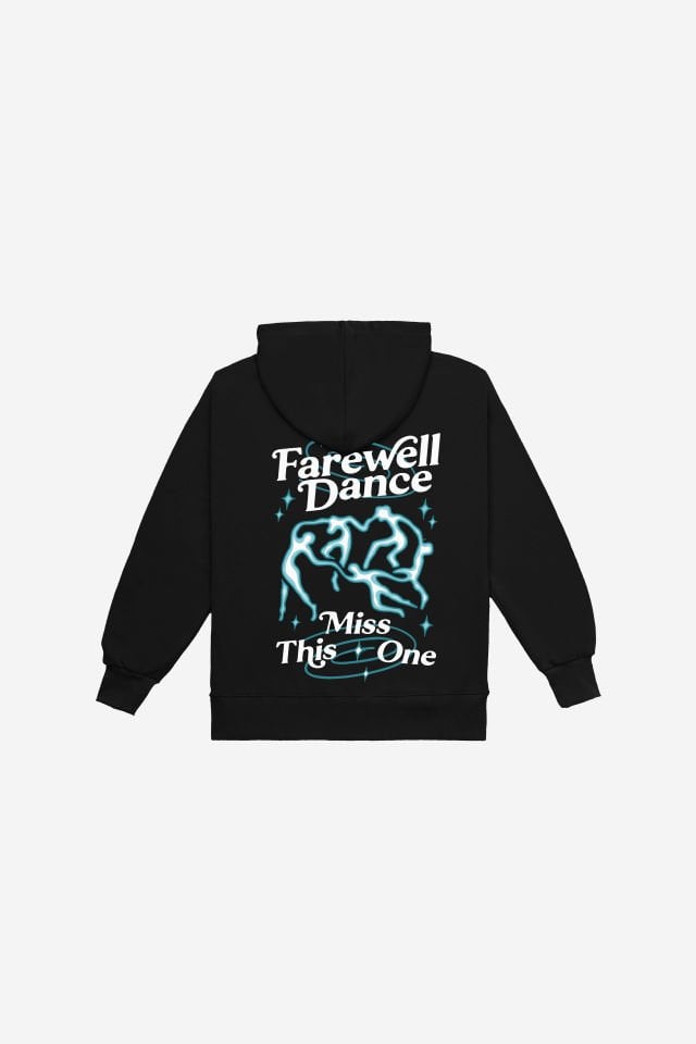 FAREWELL Nakışlı Unisex Oversize Siyah Hoodie L
