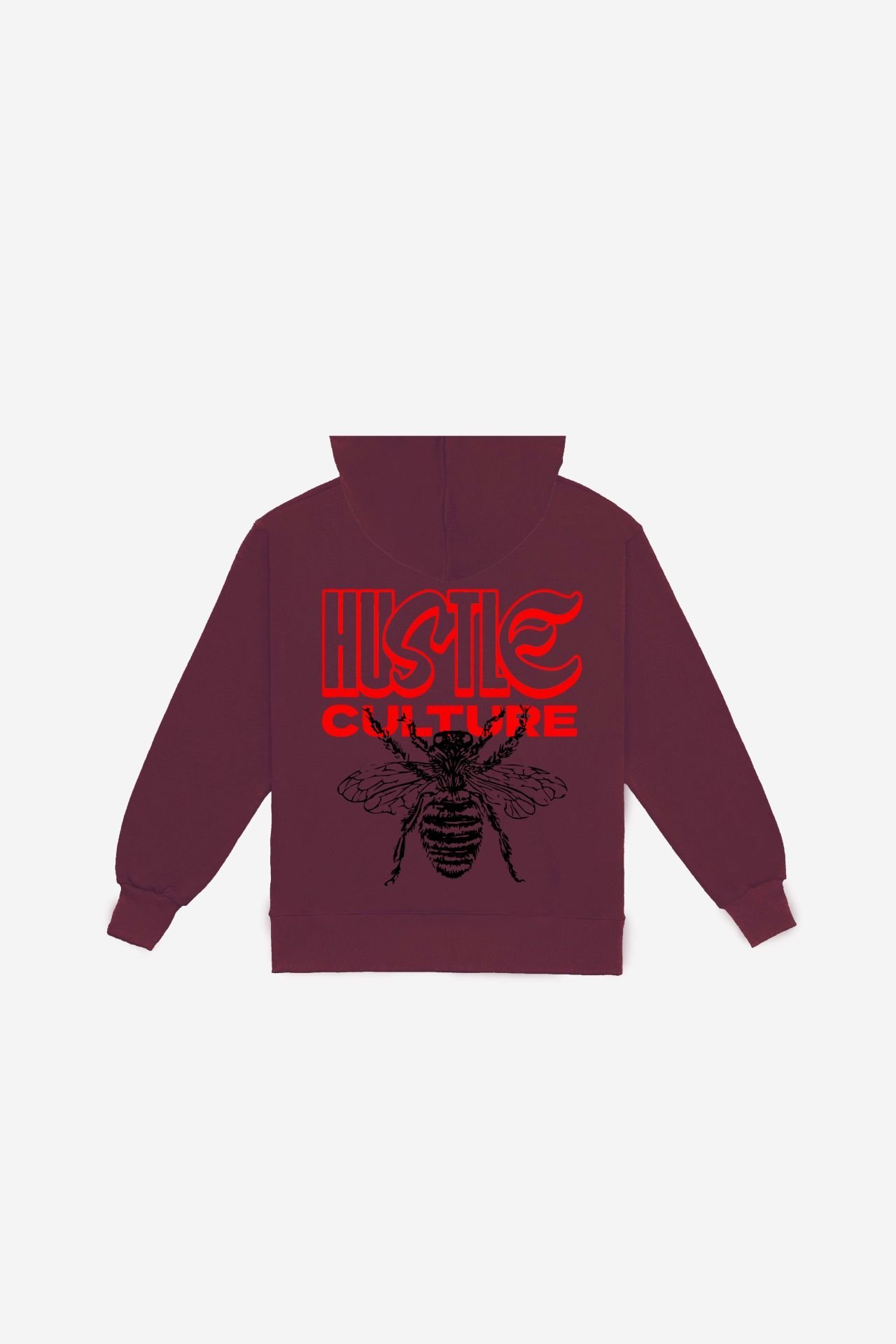 HUSTLE Nakışlı Unisex Oversize Bordo Hoodie S
