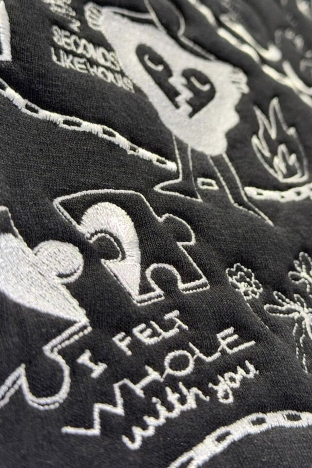 LOVE STORY  Nakışlı Unisex Oversize Siyah Hoodie XL