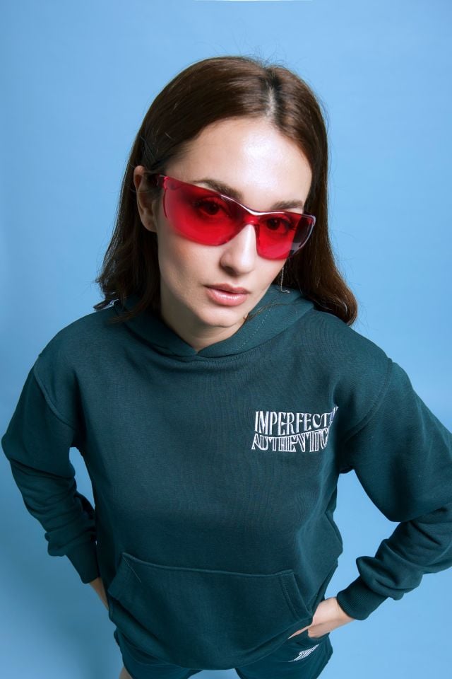 IMPERFECTION Nakışlı Unisex Oversize Nefti Hoodie XL