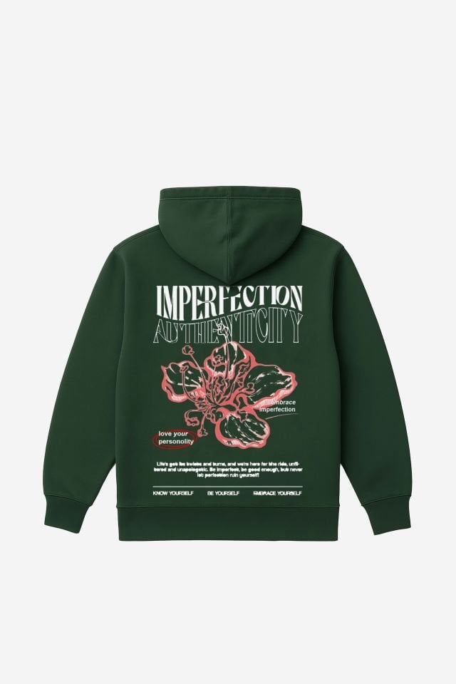 IMPERFECTION Nakışlı Unisex Oversize Nefti Hoodie XL
